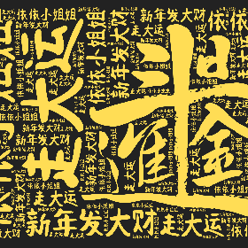 Word2art wallpaper-依依小姐姐 新年发大财 走大运
