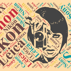 Nikon Canon Sony Leica Pentax-wordart poster